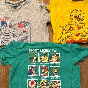 Kids Graphic Tee Lot of 3 Super Mario Bros Piggy Roblox Operation sizes L-XL